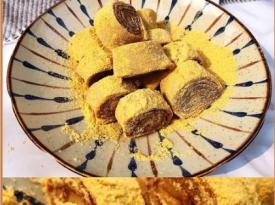 Beijing Lǘ Da Gun (Glutinous Rice Rolls with Sweet Bean Flour)